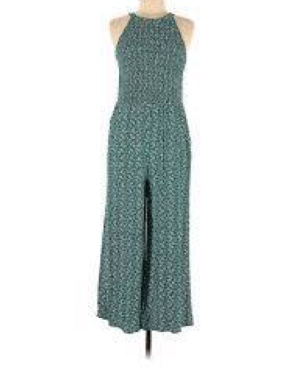 LOFT Teal Floral Halter Wide-Leg Jumpsuit